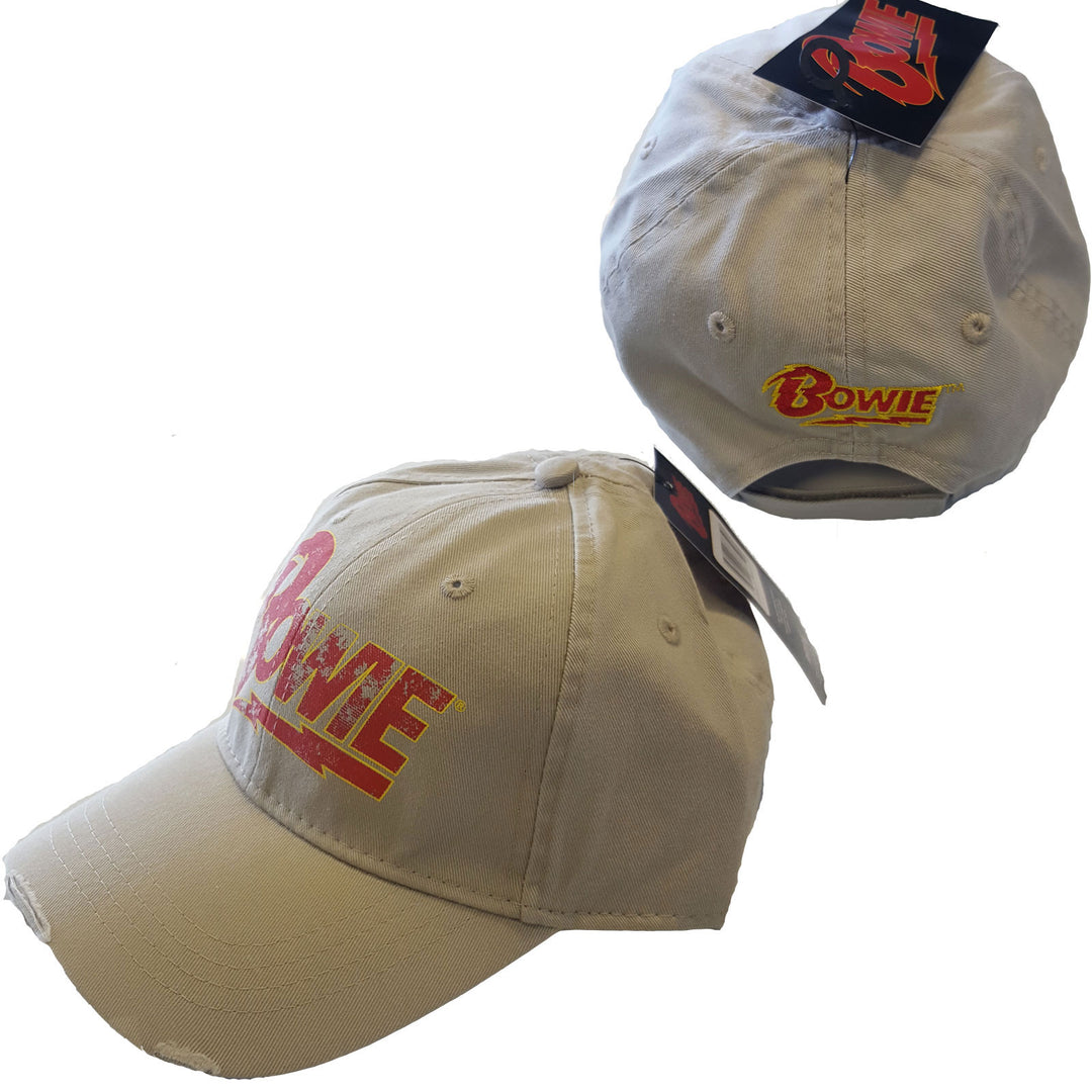 David Bowie Unisex Baseball Cap: Flash Logo, Sand