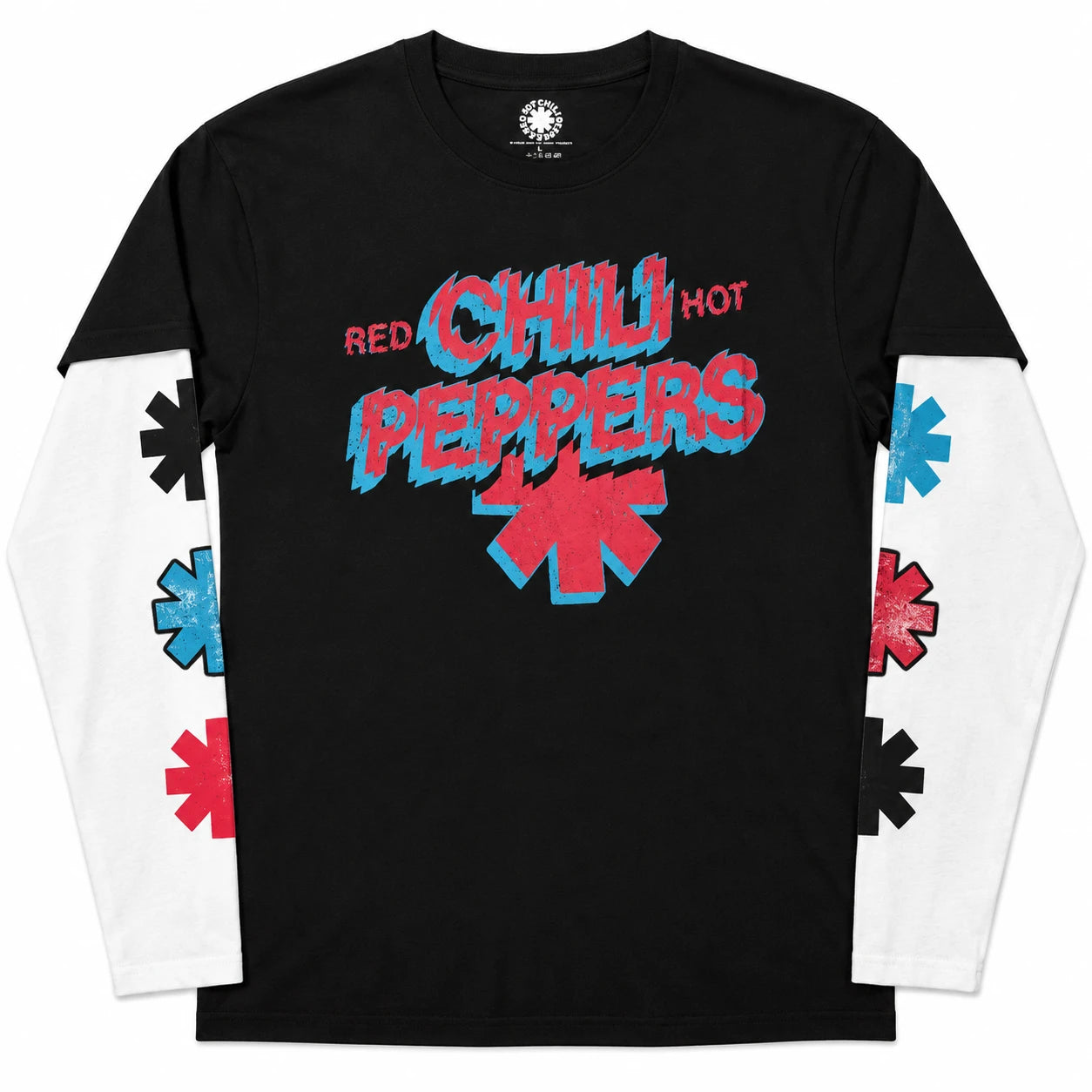 Image of Red Hot Chili Peppers Unisex  Layered Long Sleeve T-Shirt: Shock Logo