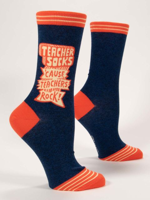 Image of Teachers Rock Crew Ladies-Crew Socks BLUEQ