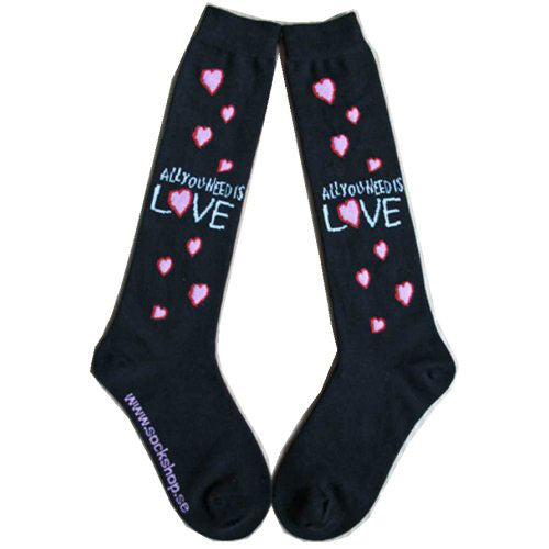 The Beatles Ladies Knee High Socks - All You Need is Love  (UK SIZE 4 - 7)