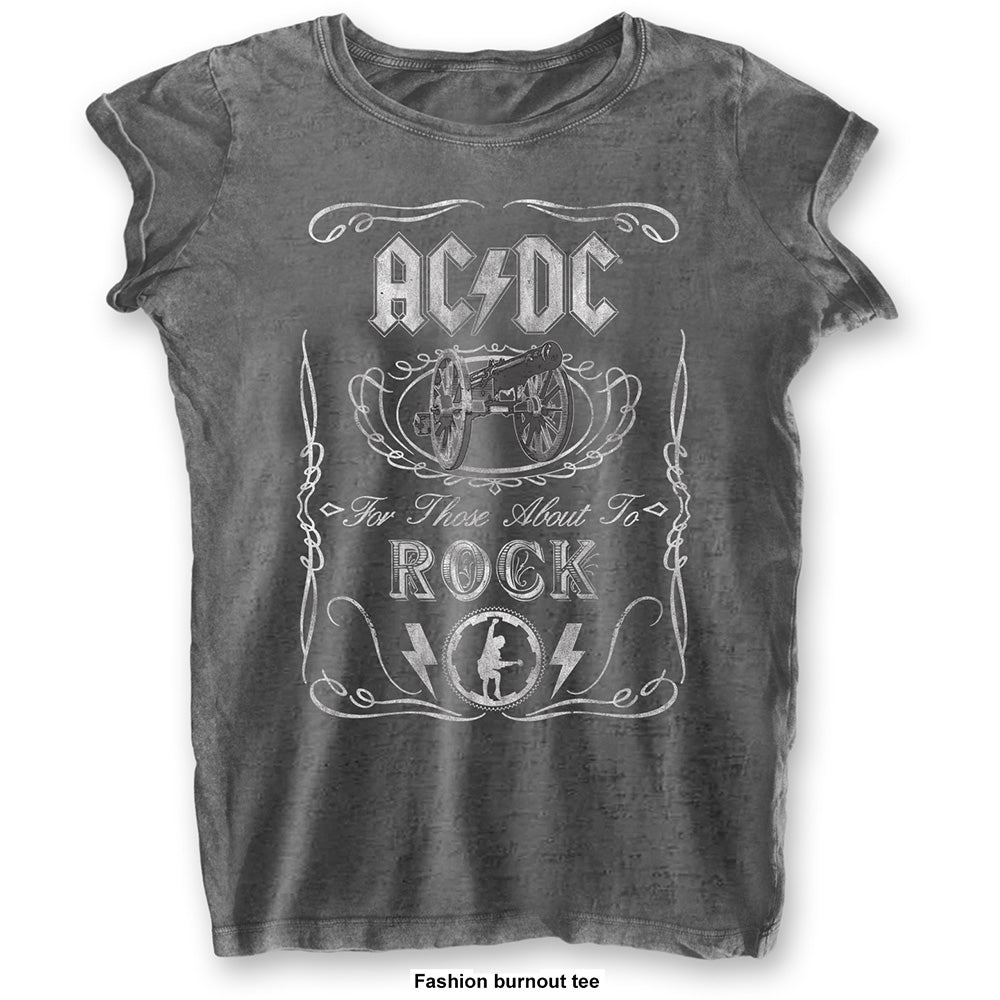 Image of Women's AC/DC T-shirt - Cannon Swig Rock Off