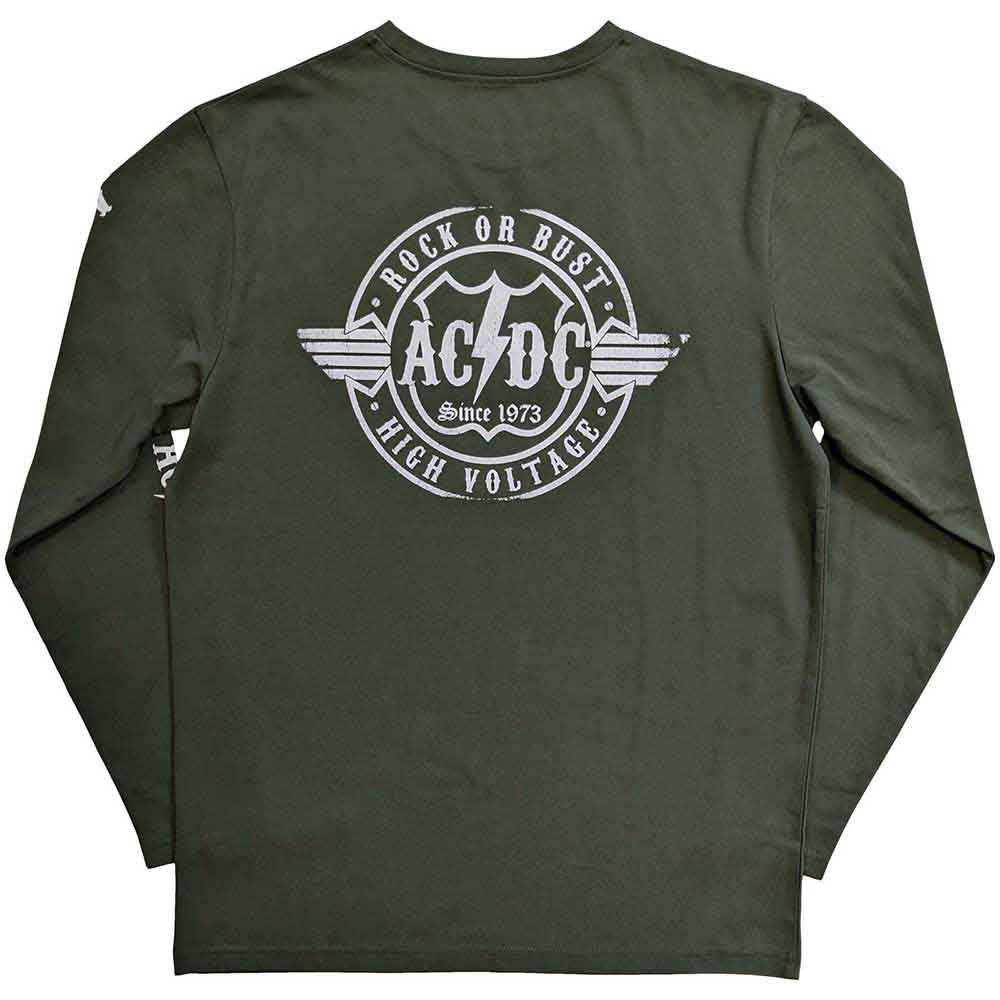 Image of AC/DC Unisex Long Sleeve T Shirt - Rock or Bust (BACK & SLEEVE PRINT) Amplified