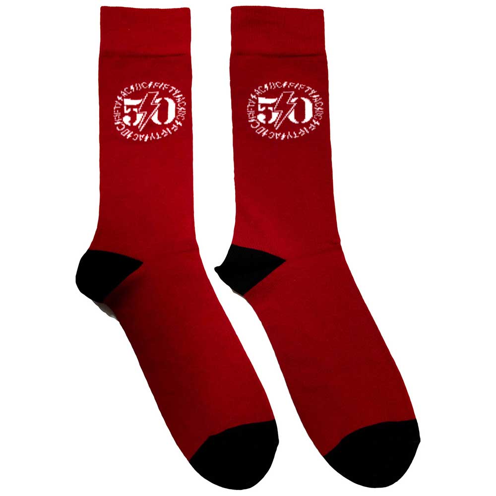 Image of AC/DC Unisex Ankle Socks - Red Logo (UK SIZE 6 - 11) Rock Off