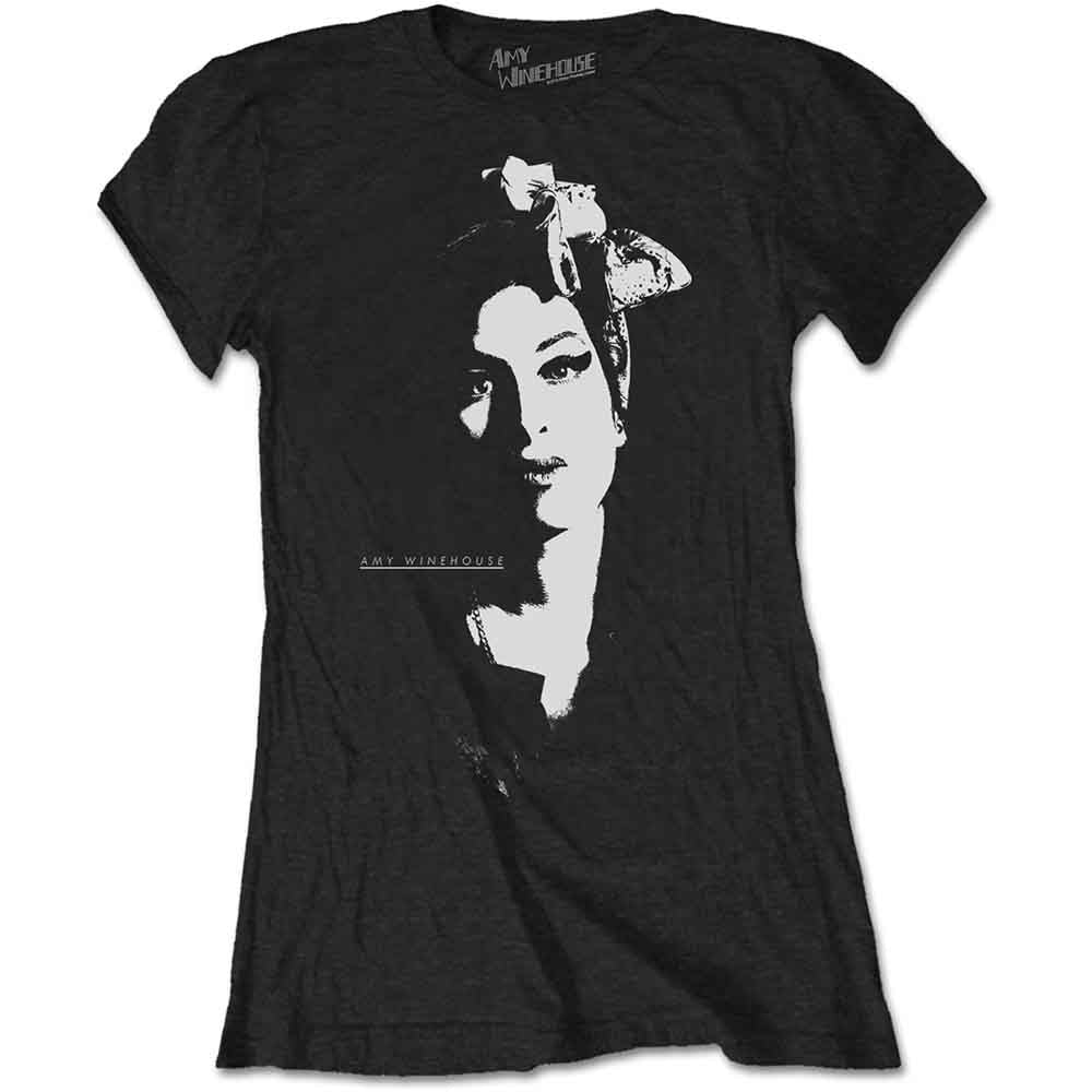 Image of Amy Winehouse Ladies T-shirt - Scarf Portrait Rock Off