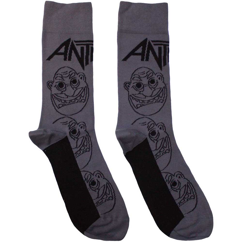 Image of Anthrax Unisex Ankle Socks - Faces Pattern Mono UK SIZE 6 - 11) Rock Off