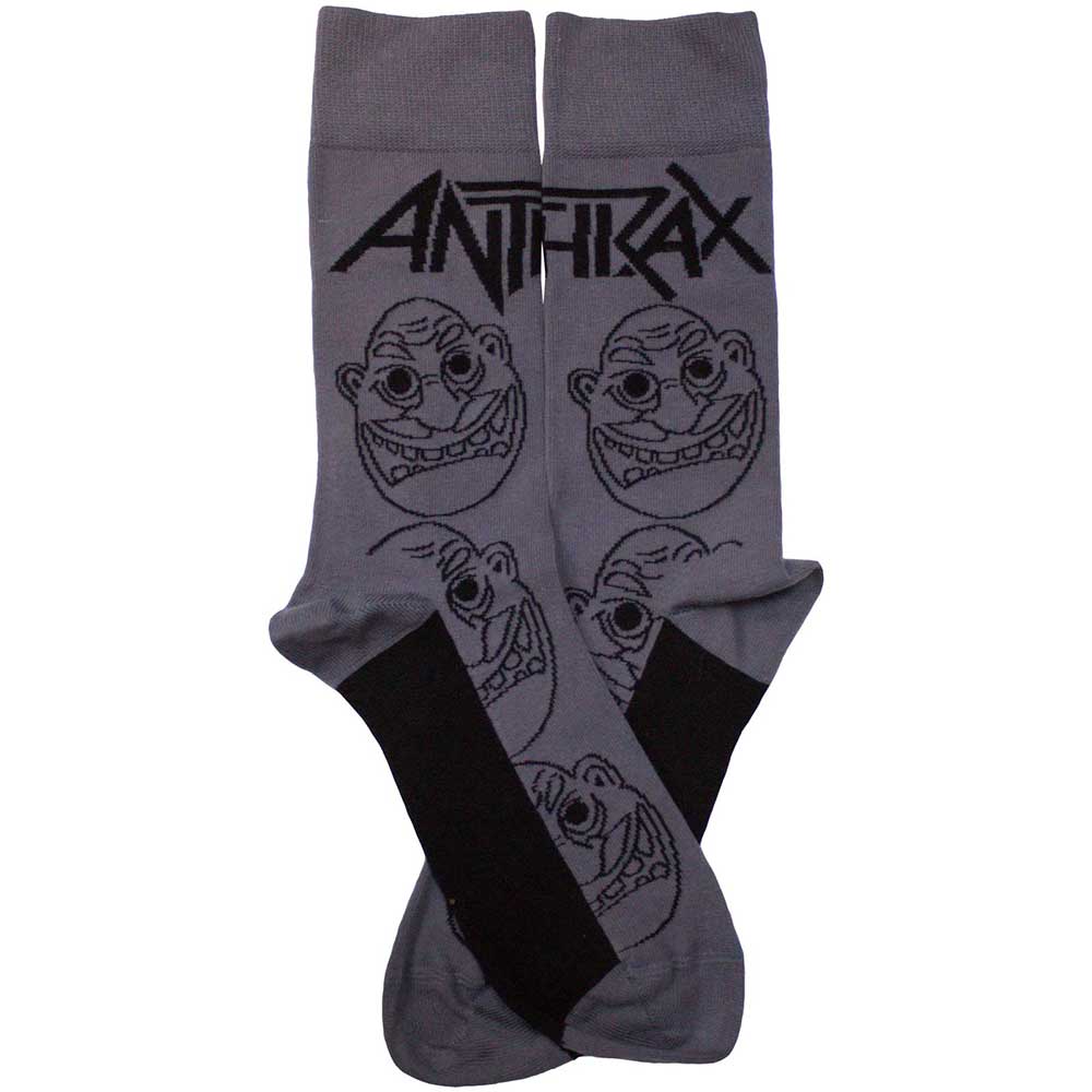 Image of Anthrax Unisex Ankle Socks - Faces Pattern Mono UK SIZE 6 - 11) Rock Off