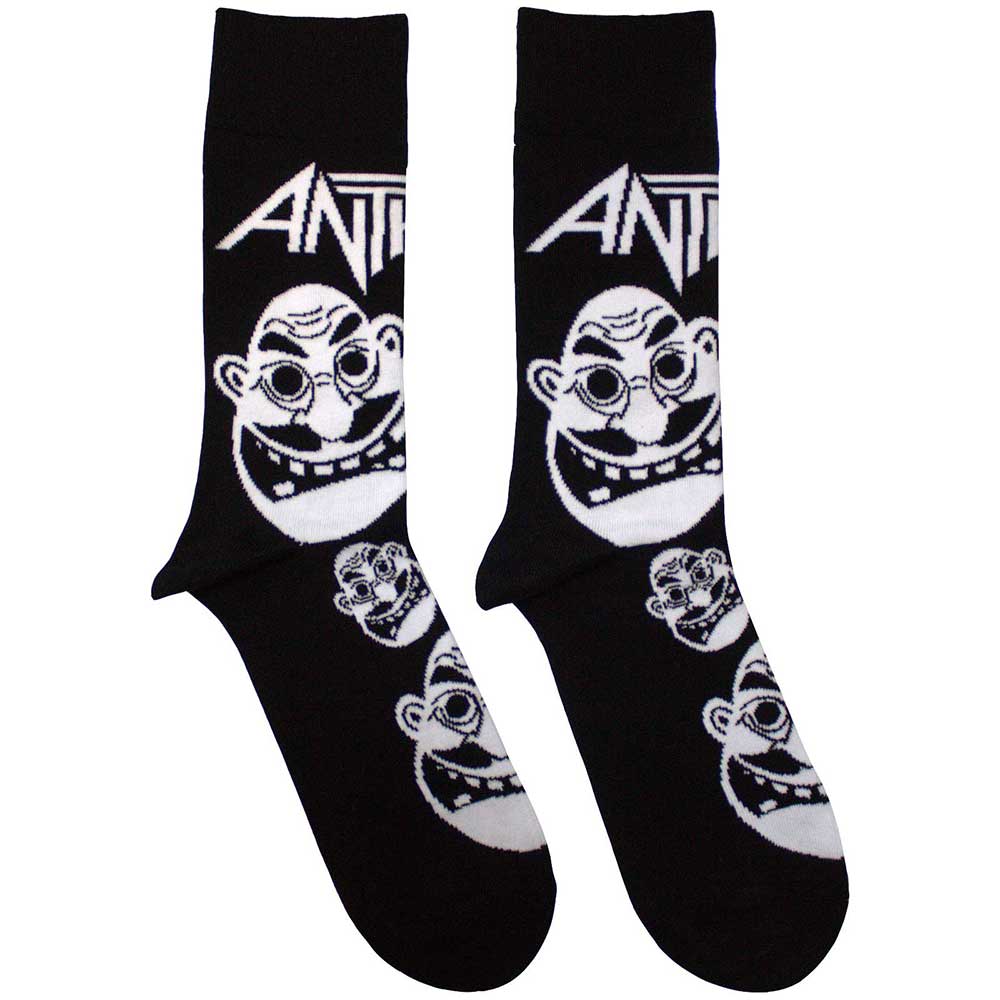Image of Anthrax Unisex Ankle Socks - Faces Pattern B&W UK SIZE 6 - 11) Rock Off