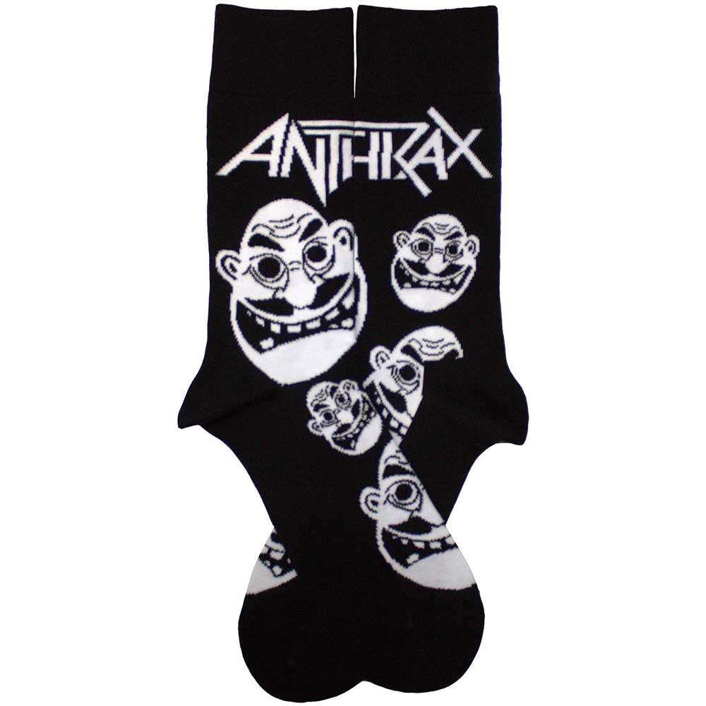 Image of Anthrax Unisex Ankle Socks - Faces Pattern B&W UK SIZE 6 - 11) Rock Off