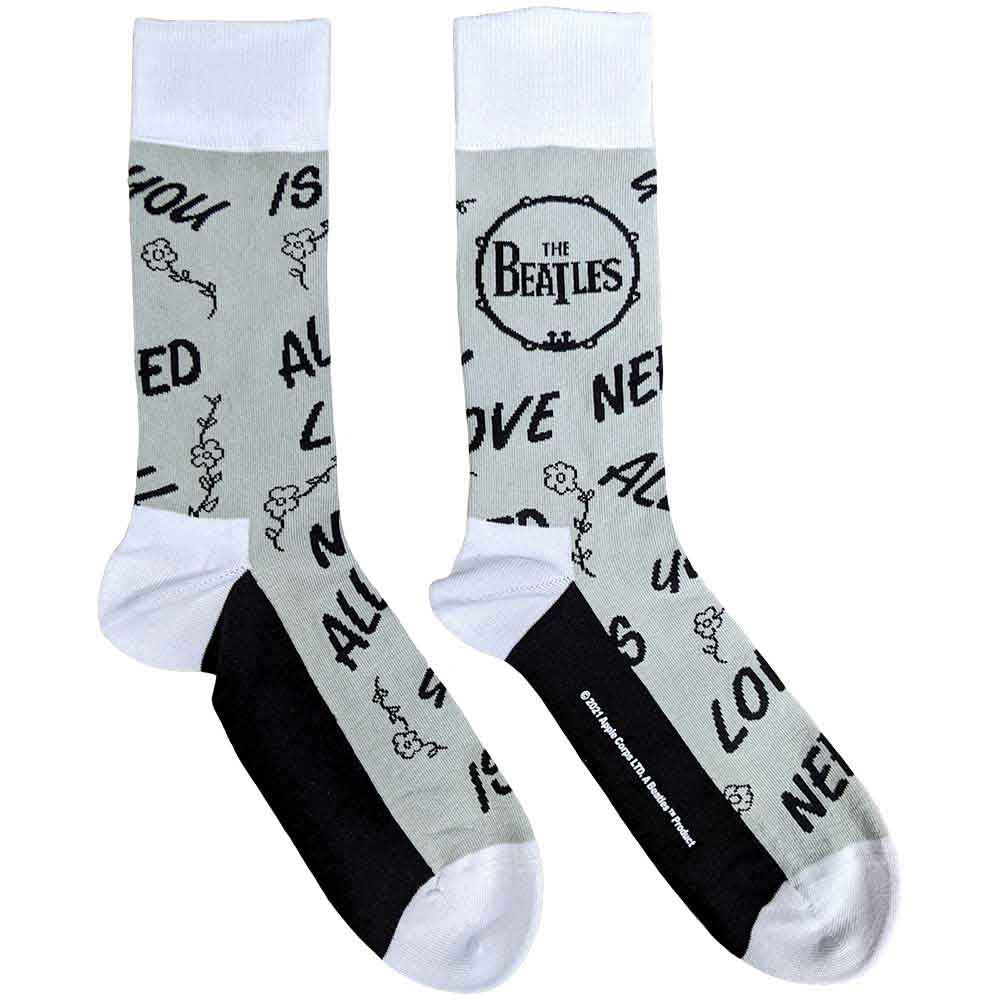Image of The Beatles Unisex Ankle Socks - All You Need is Love & Drum UK (SIZE 6 - 11) Rock Off