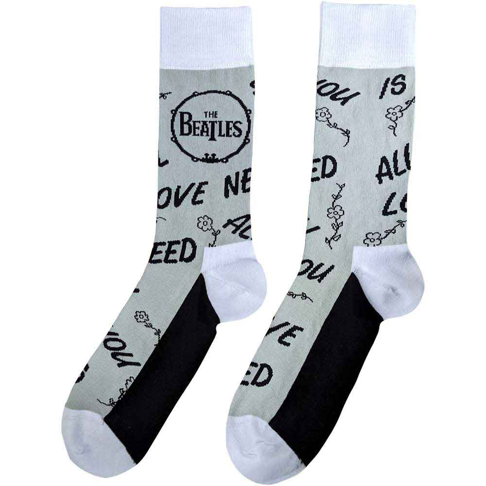 Image of The Beatles Unisex Ankle Socks - All You Need is Love & Drum UK (SIZE 6 - 11) Rock Off