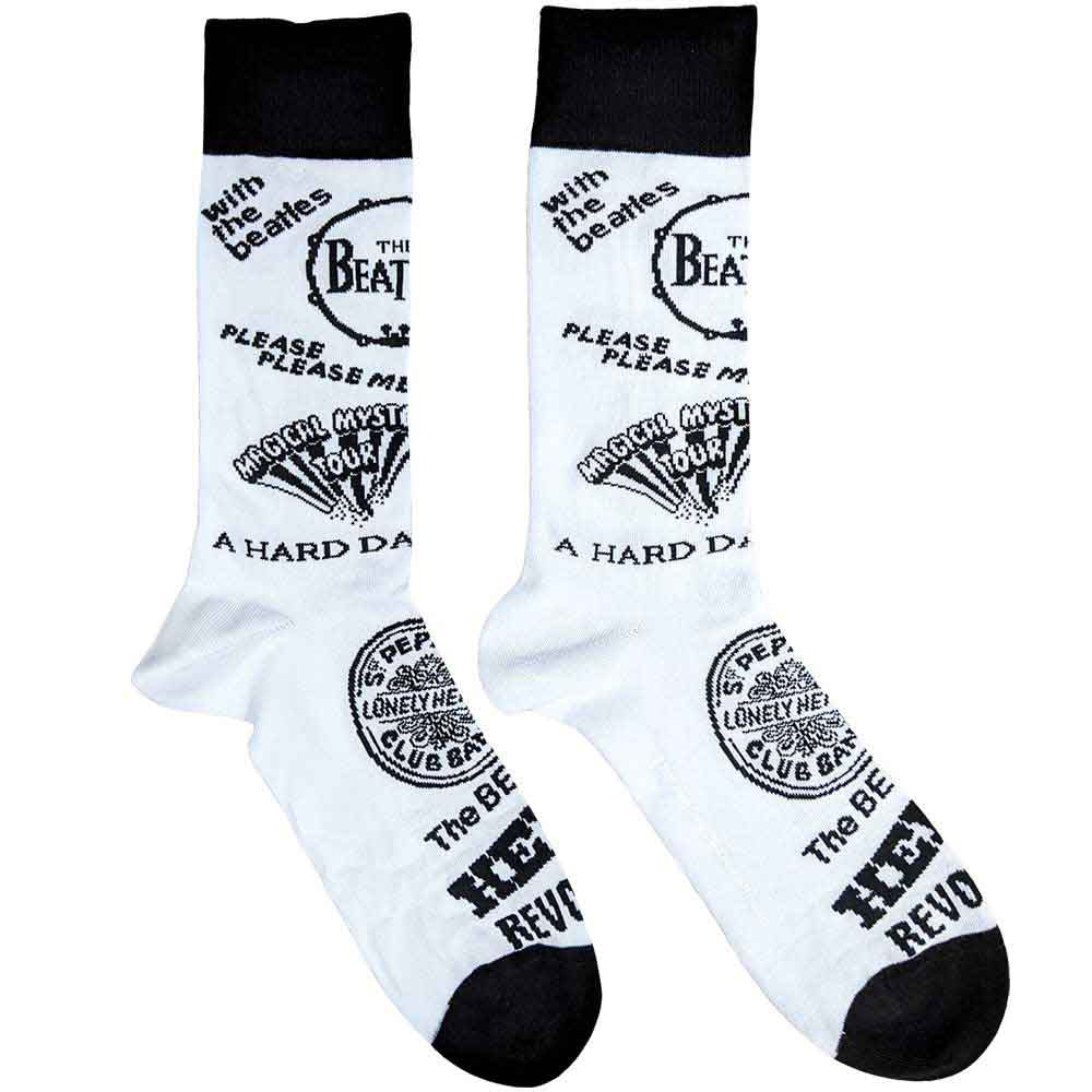 Image of The Beatles Unisex Ankle Socks - Albums Monochrome (SIZE 6 - 11) Rock Off