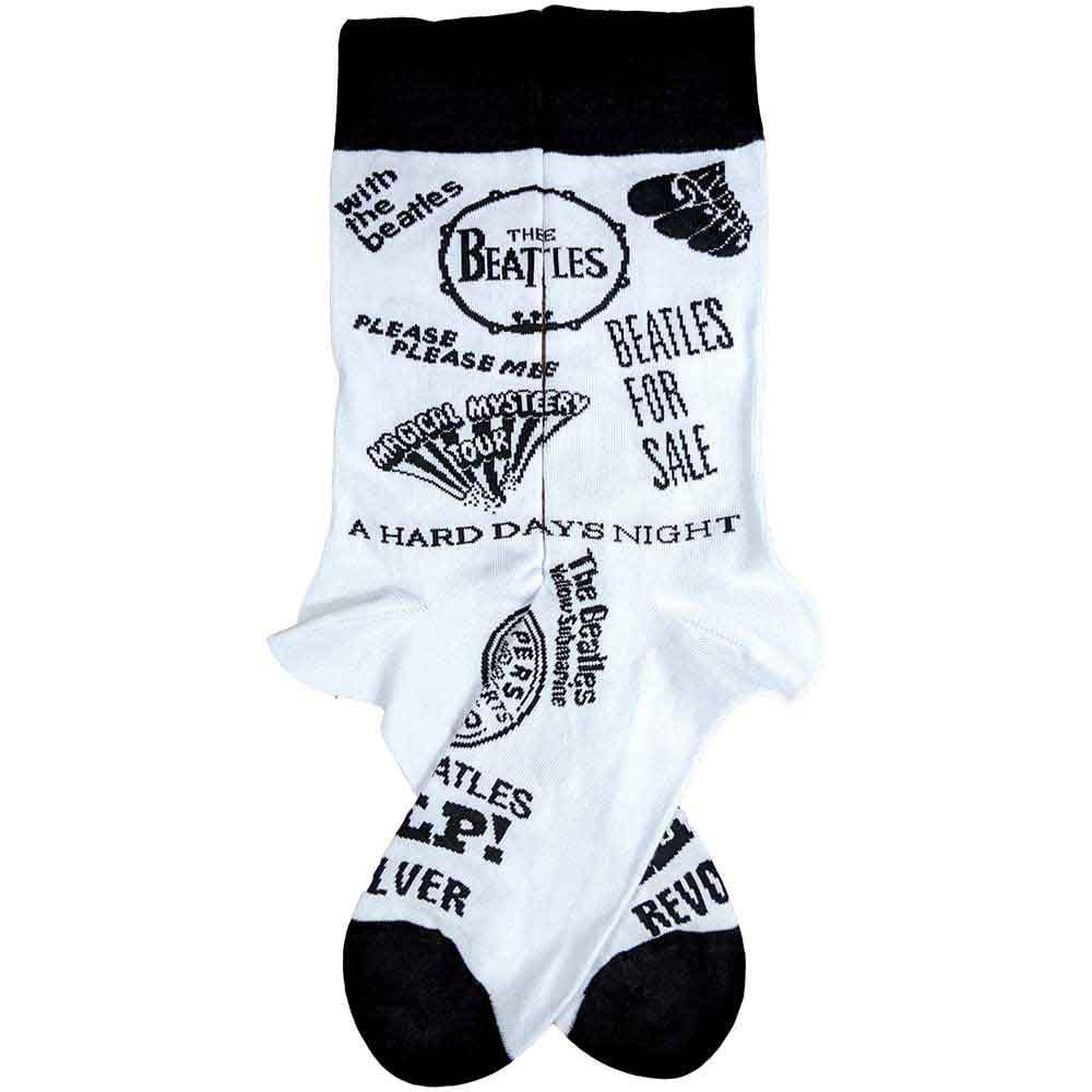 Image of The Beatles Unisex Ankle Socks - Albums Monochrome (SIZE 6 - 11) Rock Off