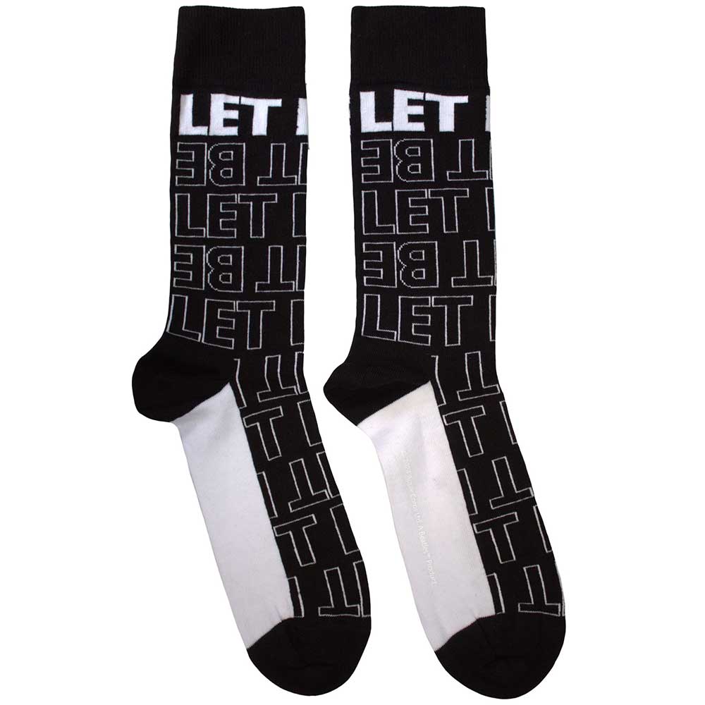 Image of The Beatles Unisex Ankle Socks -  Let It Be Text Outlines Repeat (SIZE 7 - 11) Rock Off
