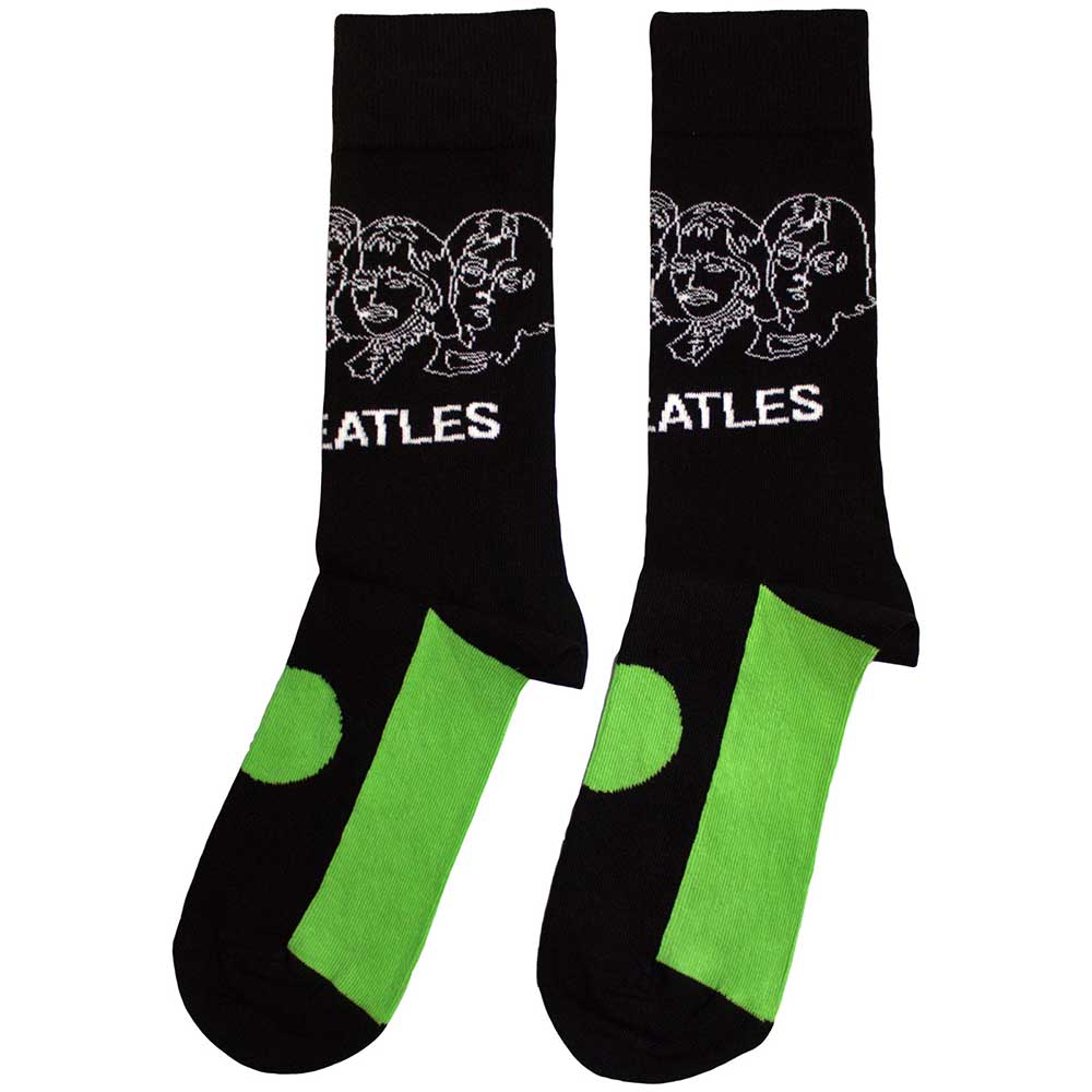 Image of The Beatles Unisex Ankle Socks - White Album Faces Outlines & Apple (SIZE 7 - 11) Rock Off