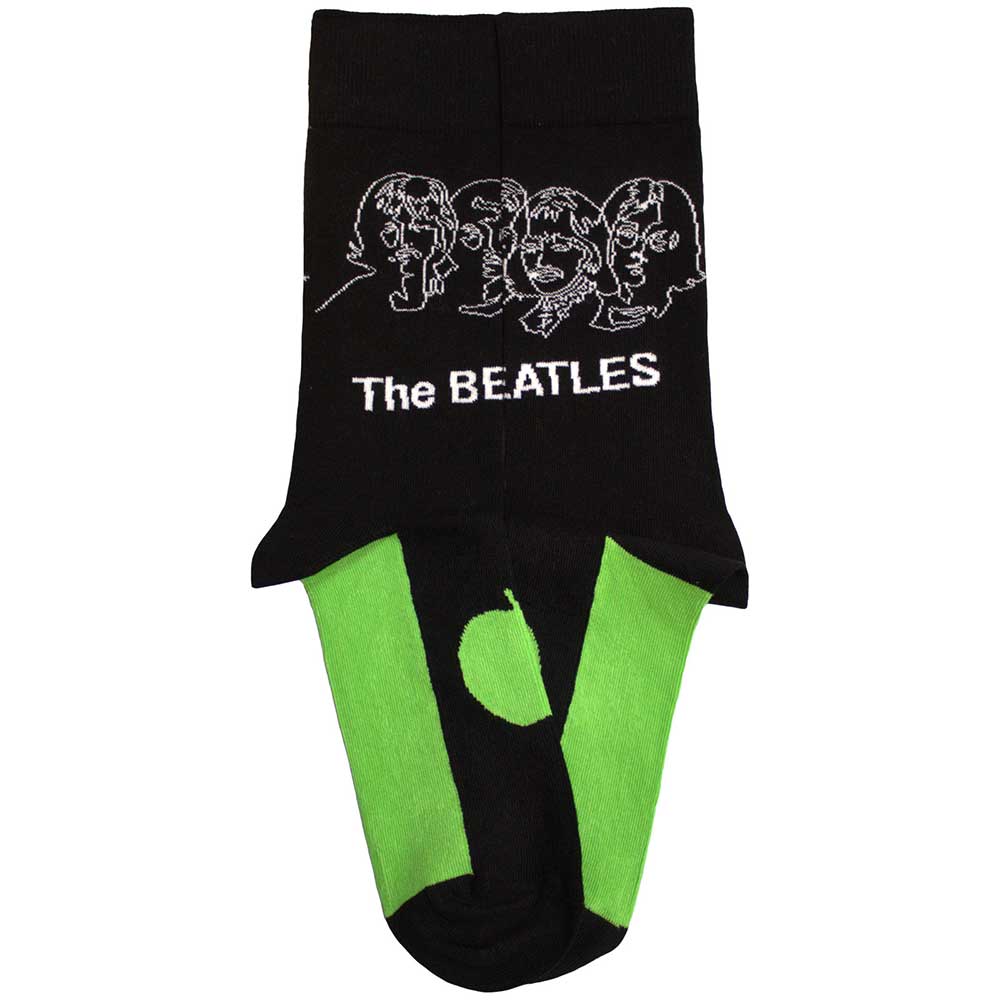 Image of The Beatles Unisex Ankle Socks - White Album Faces Outlines & Apple (SIZE 7 - 11) Rock Off