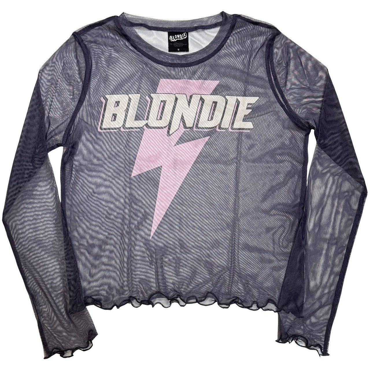 Image of Blondie Ladies Long Sleeve Mesh Crop Top: Lightning Strike