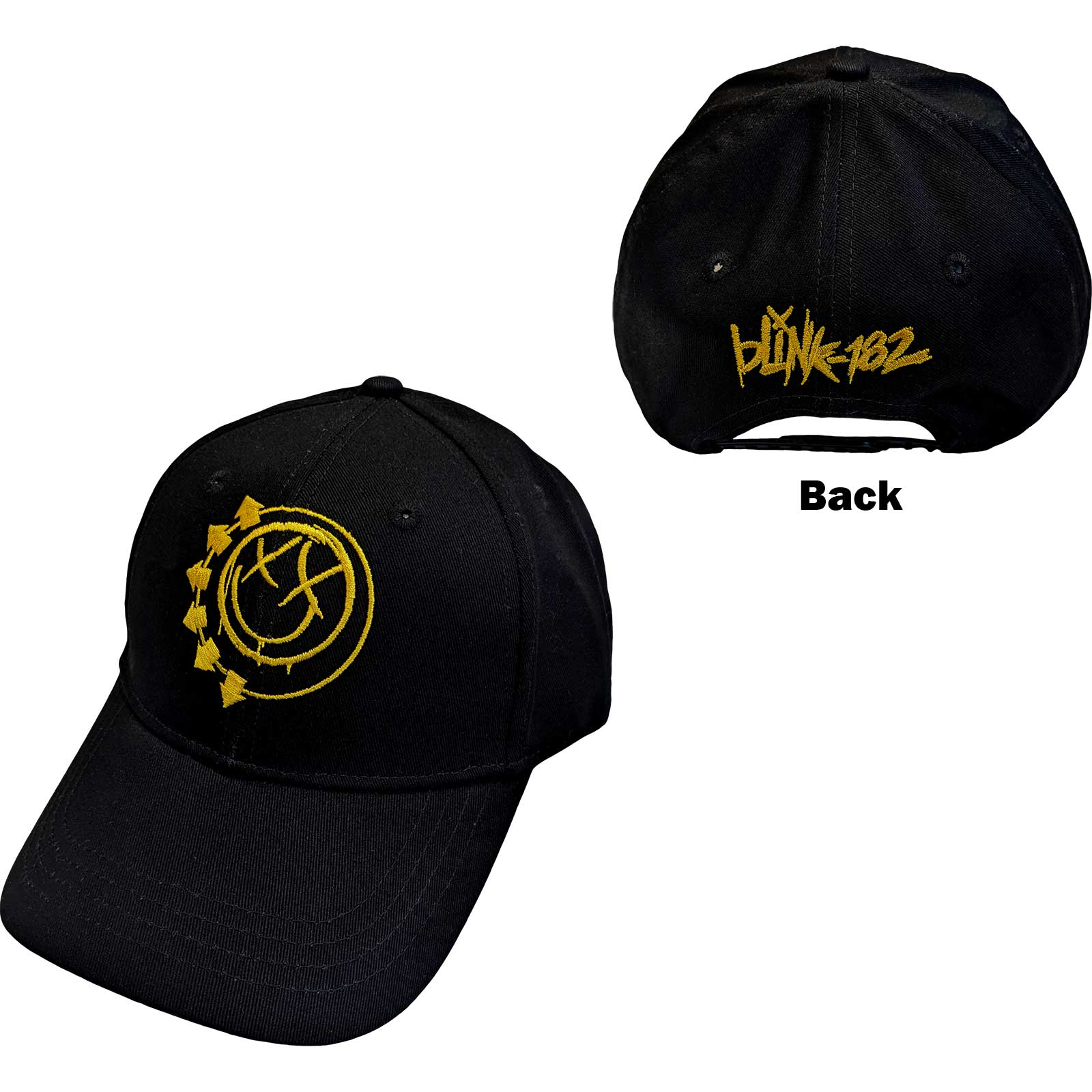 Image of Blink 182 Unisex Baseball Cap - Yellow Six Arrow Smiley Rock Off
