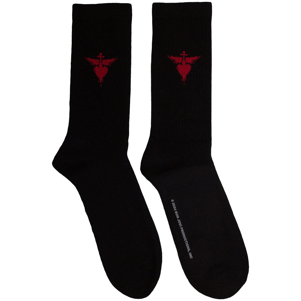 Image of Bon Jovi Unisex Ankle Socks - Dagger Heart Rock Off