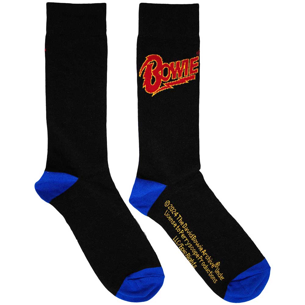 Image of David Bowie Unisex Socks - Logo Blue Contrast Rock Off