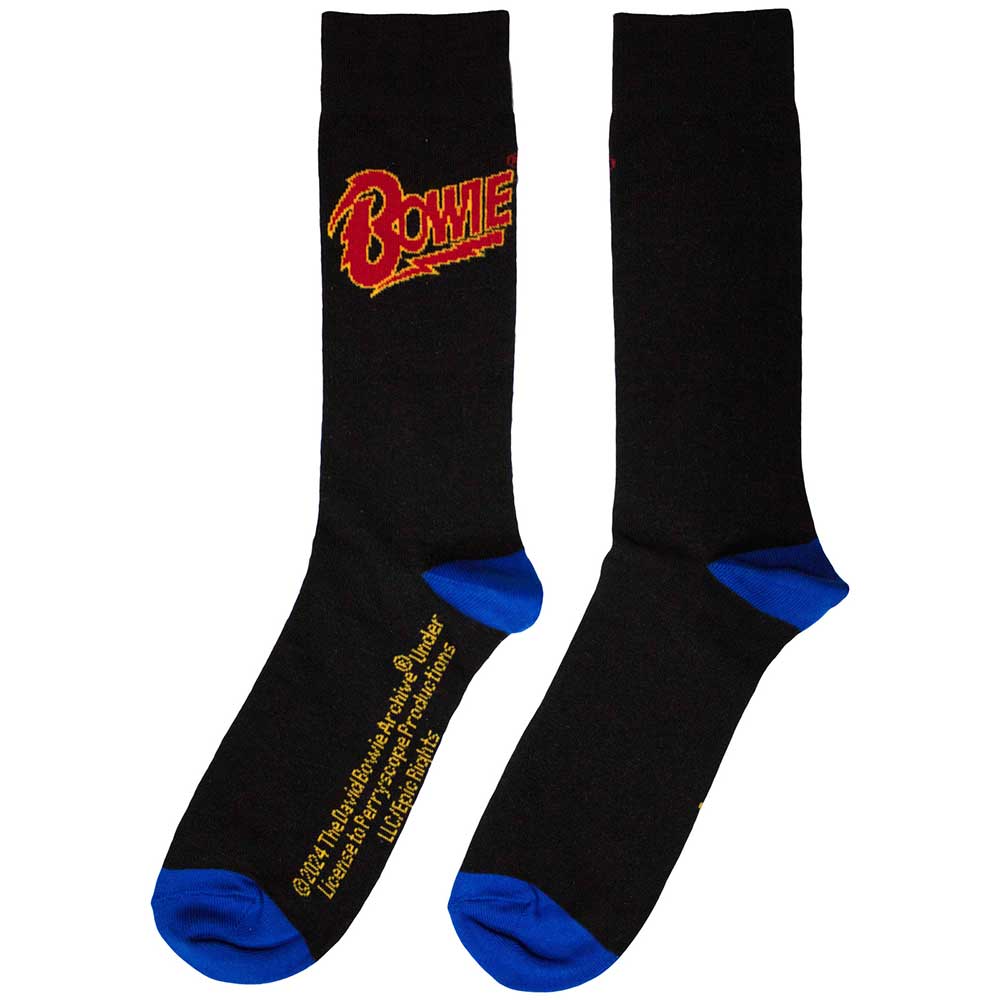 Image of David Bowie Unisex Socks - Logo Blue Contrast Rock Off