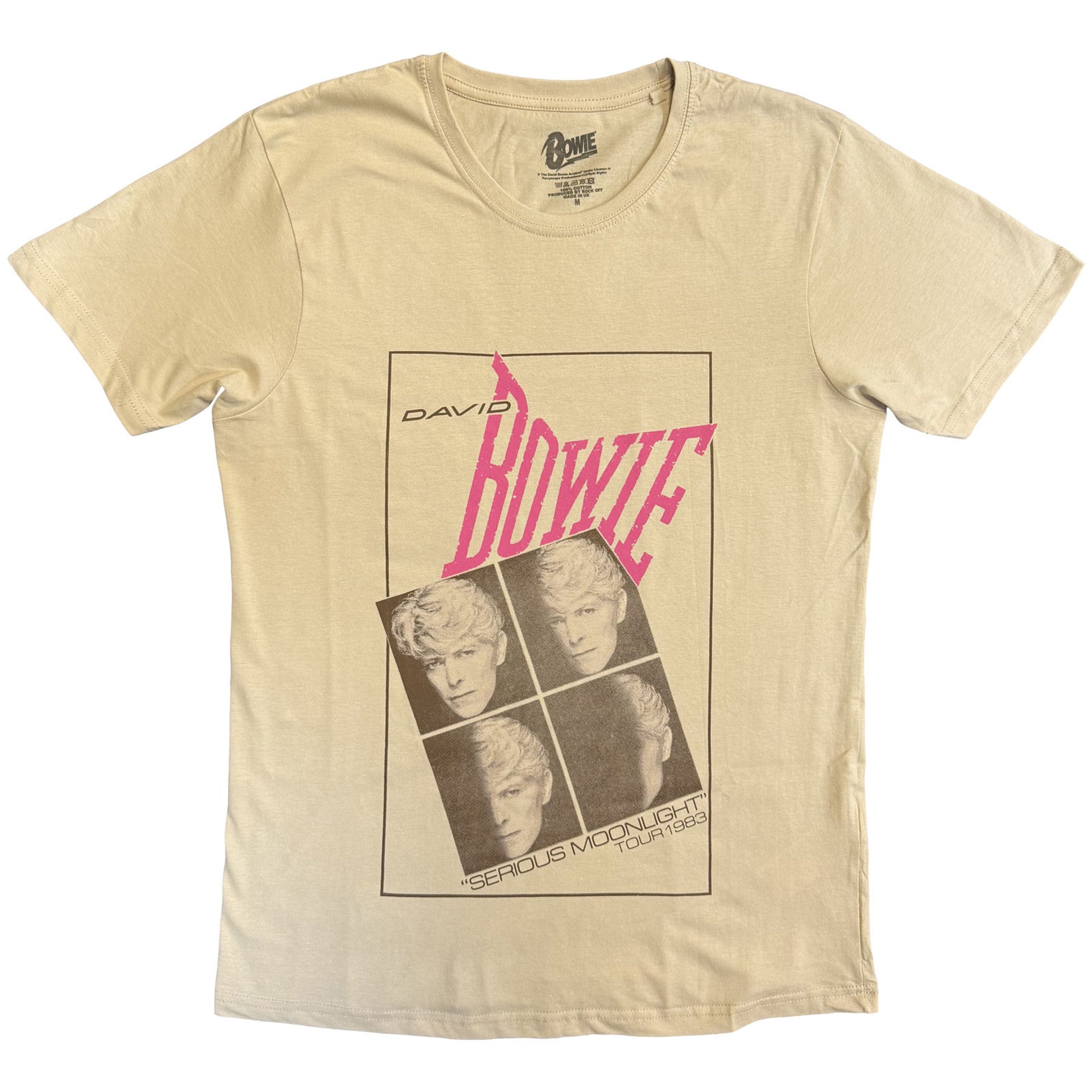 Image of David Bowie Unisex T-Shirt: Serious Moonlight (Natural) Rock Off