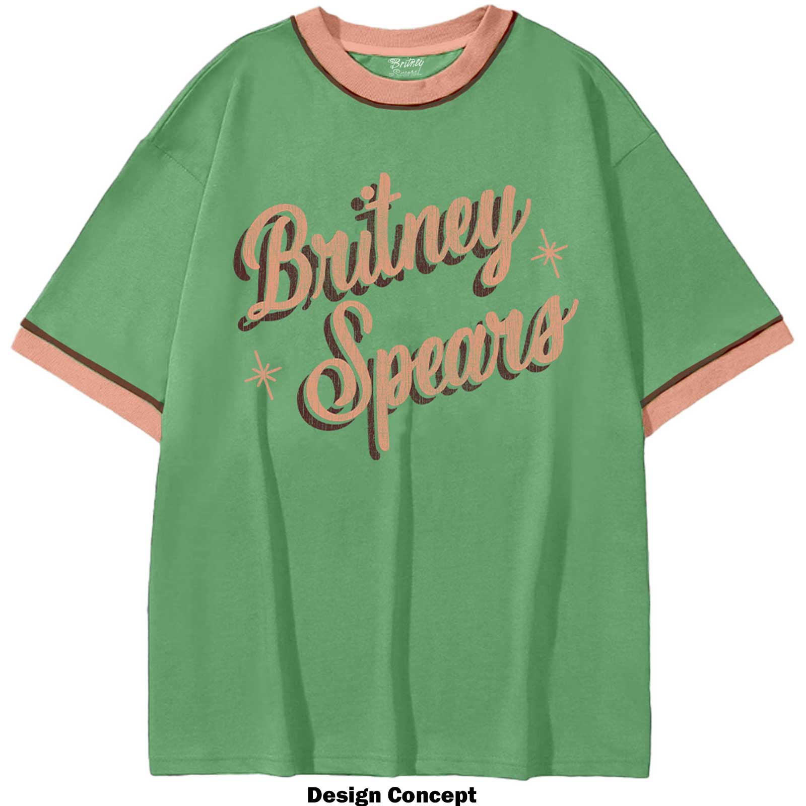 Image of Britney Spears Unisex Ringer, Retro Text Rock Off