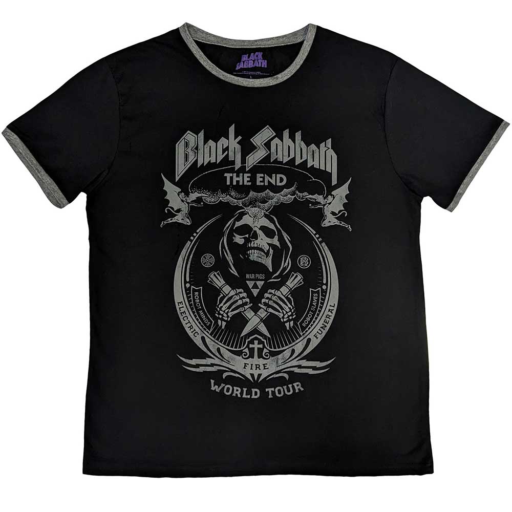 Image of Black Sabbath Ringer T-shirt - The End Mushroom Cloud Rock Off