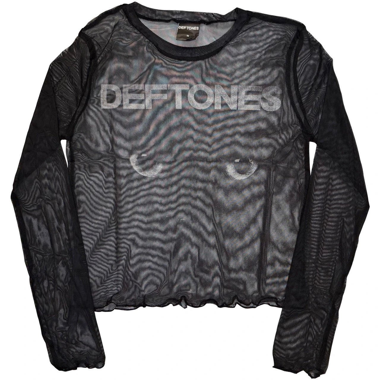 Image of Deftones Ladies Long Sleeve Mesh Crop Top: Sphynx