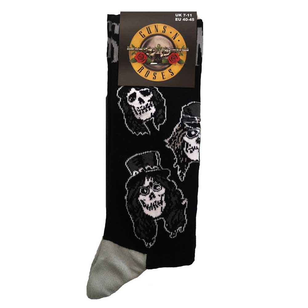 Image of Guns N' Roses Unisex Ankle Socks: Skulls Band Monochrome Rock Off