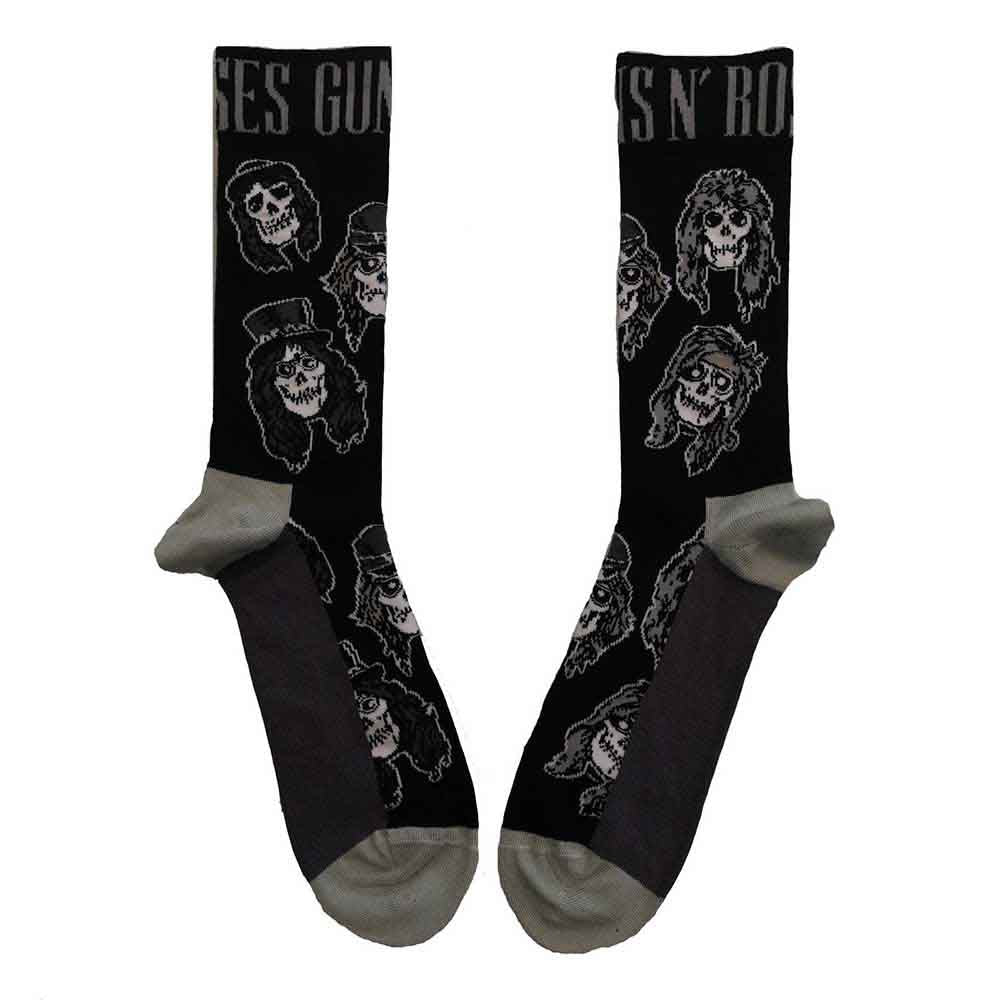 Image of Guns N' Roses Unisex Ankle Socks: Skulls Band Monochrome Rock Off