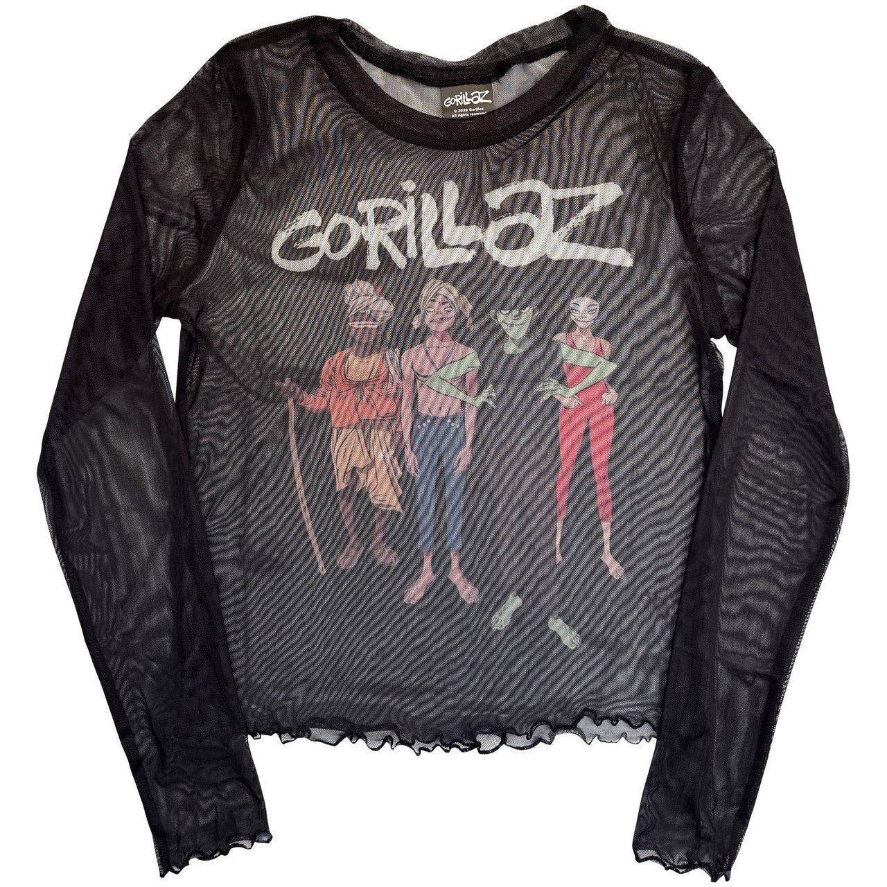 Image of Gorillaz Ladies Long Sleeve Mesh Crop Top: The Mountain Group