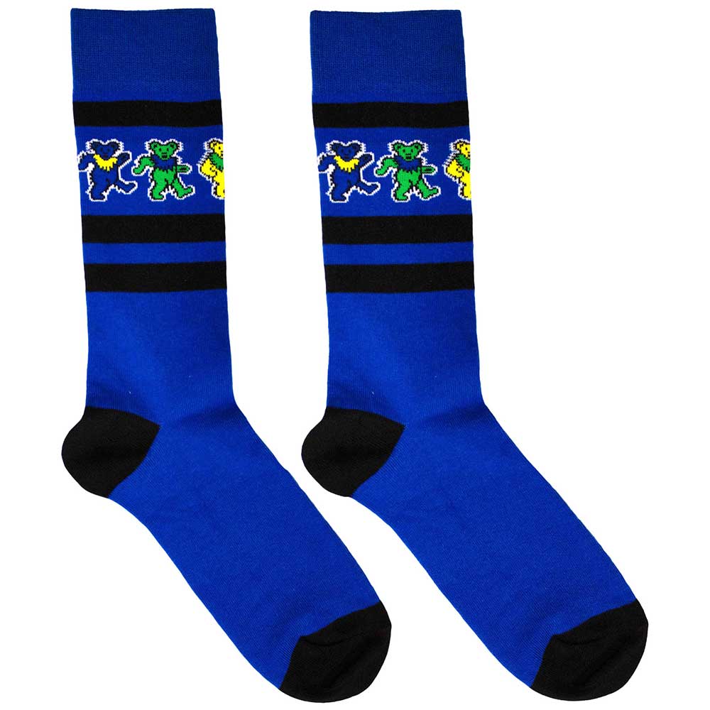 Image of Grateful Dead Unisex Ankle Socks: Dancing Bears Stripe Rock Off