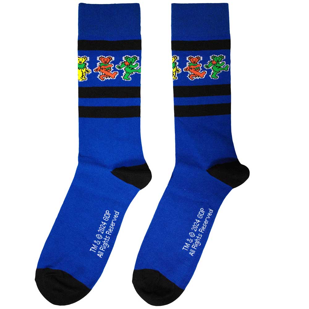 Image of Grateful Dead Unisex Ankle Socks: Dancing Bears Stripe Rock Off