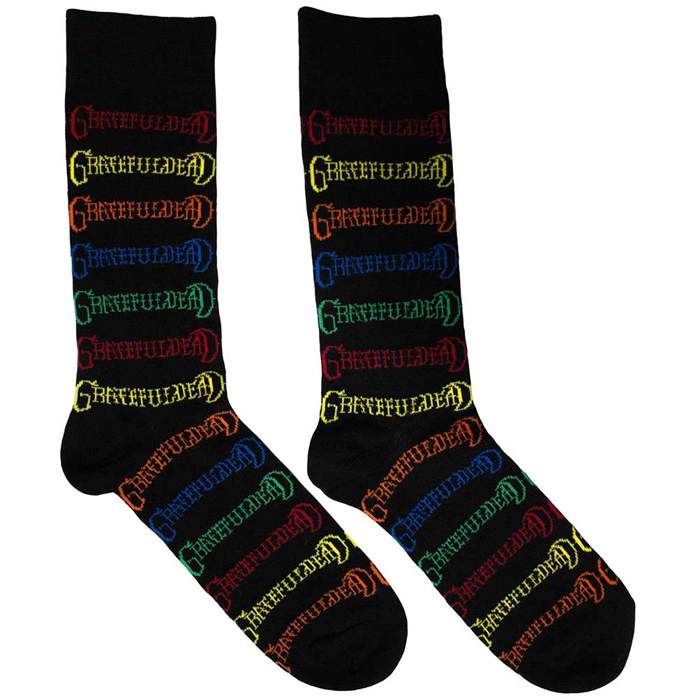Image of Grateful Dead Unisex Ankle Socks: Coloured Logos Pattern Rock Off