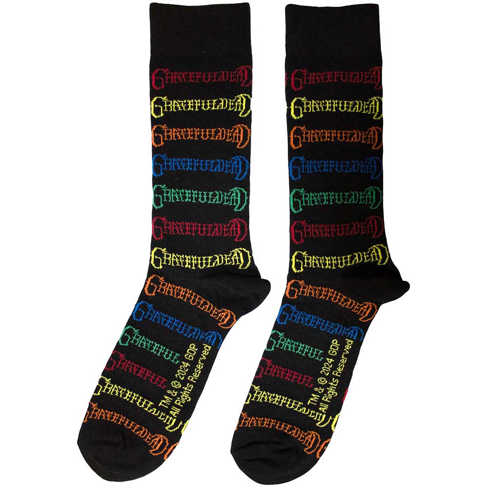 Image of Grateful Dead Unisex Ankle Socks: Coloured Logos Pattern Rock Off