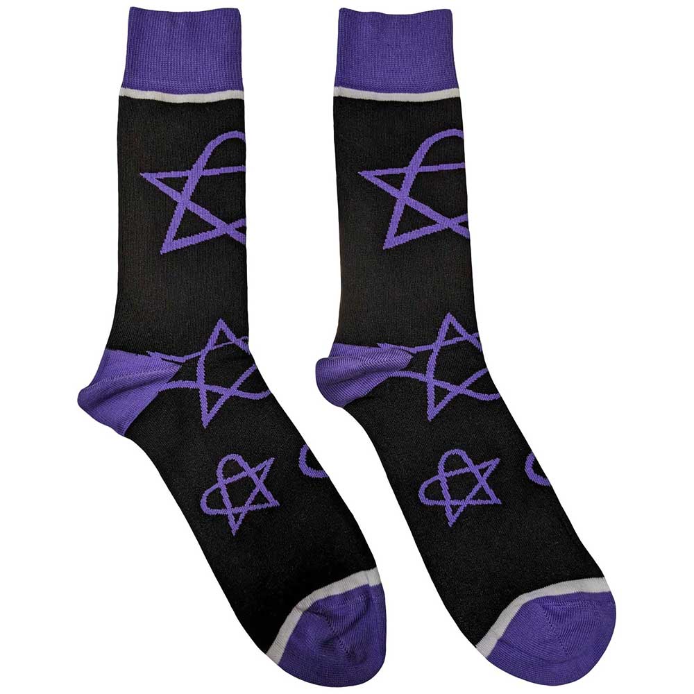 Image of HIM Unisex Ankle Socks: Purple Heartagrams Rock Off