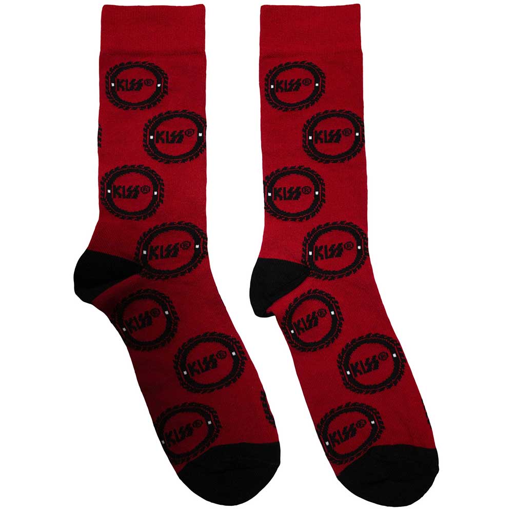 Image of KISS Unisex Ankle Socks: Buzzsaw Logo Pattern Rock Off