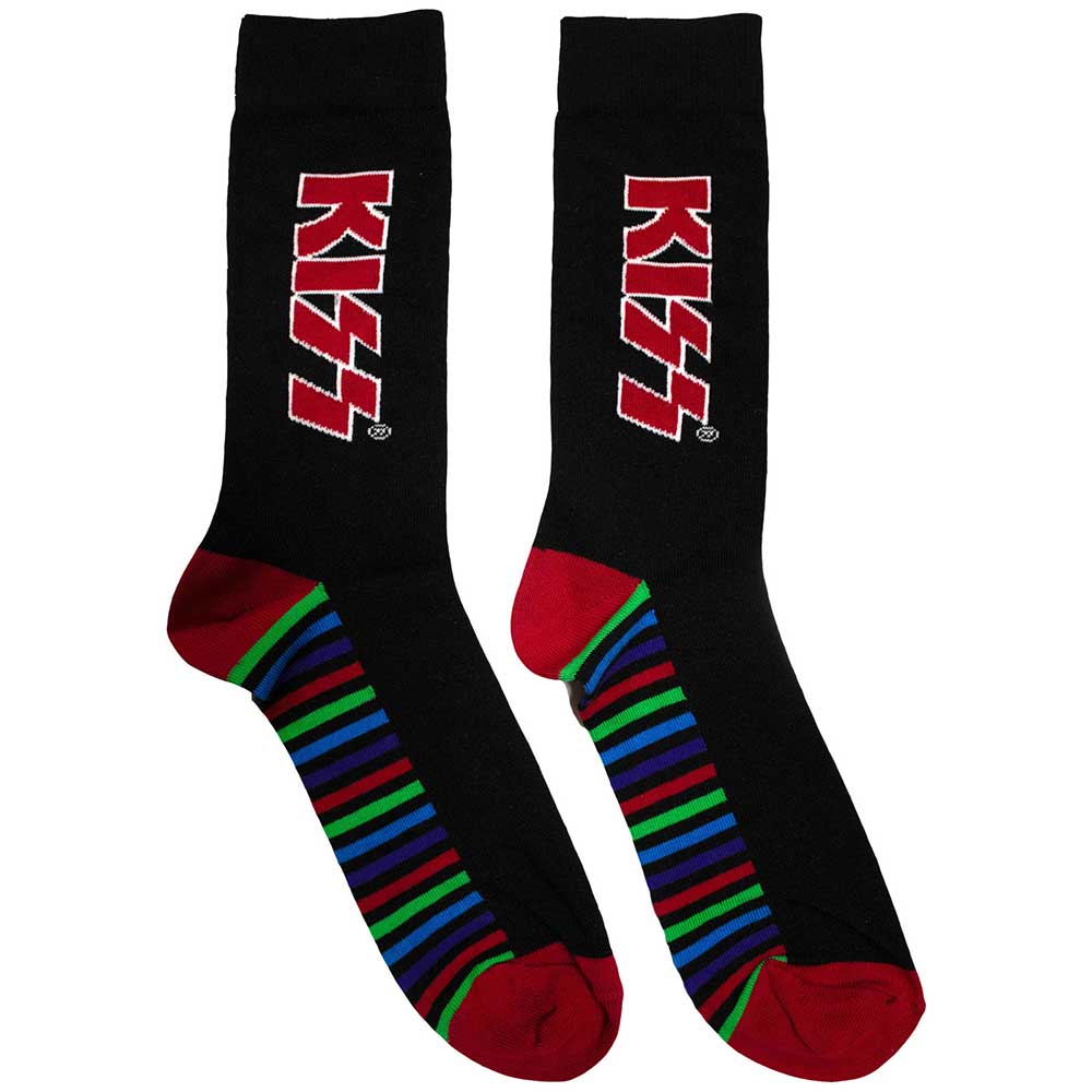 Image of KISS Unisex Ankle Socks: Red Logo & Stripes Rock Off