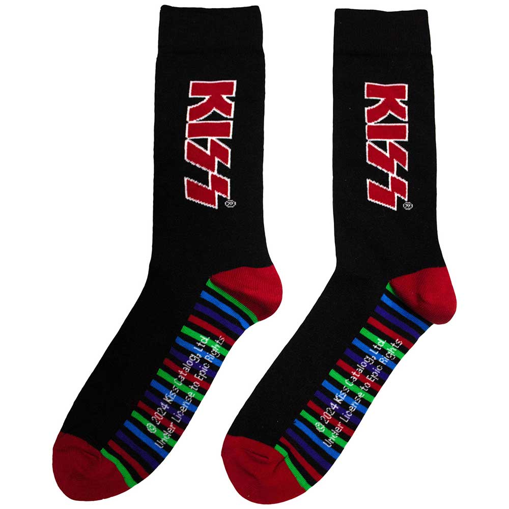 KISS Unisex Ankle Socks: Red Logo & Stripes