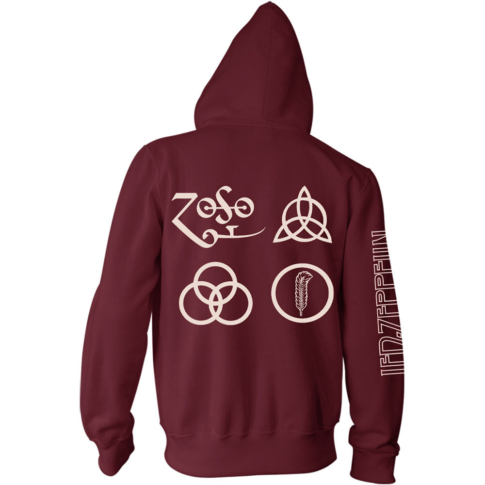 Image of Led Zeppelin Unisex Zipped Hoodie - Symbols Rock Off