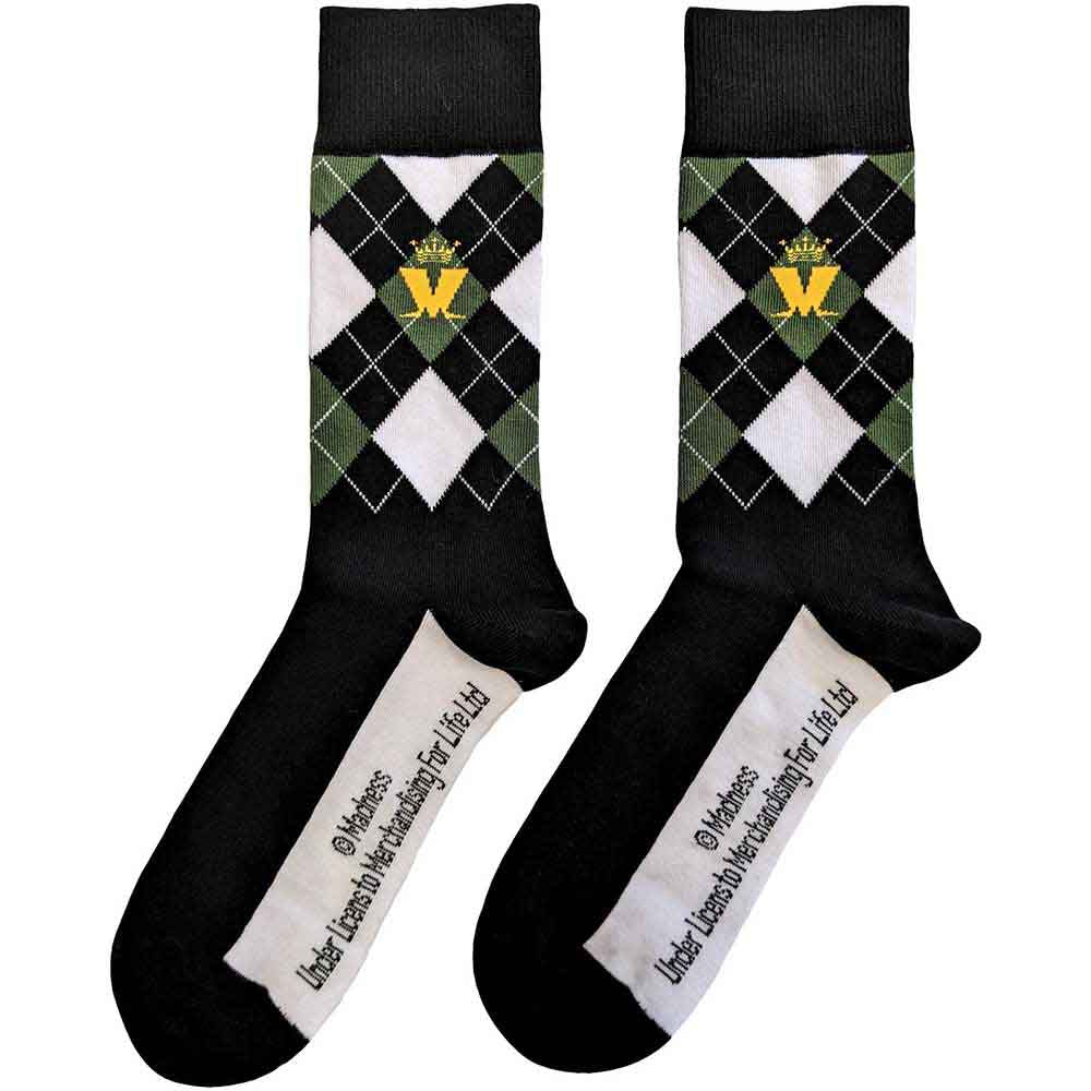 Madness Unisex Ankle Socks: Crown & M Green Diamond
