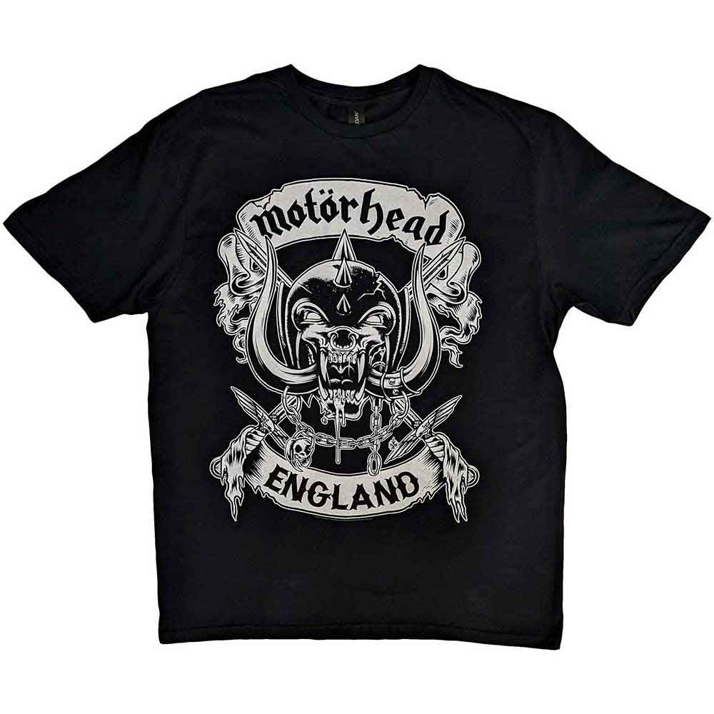 Image of Motörhead Unisex T-shirt - Crossed Sword England Crest Rock Off