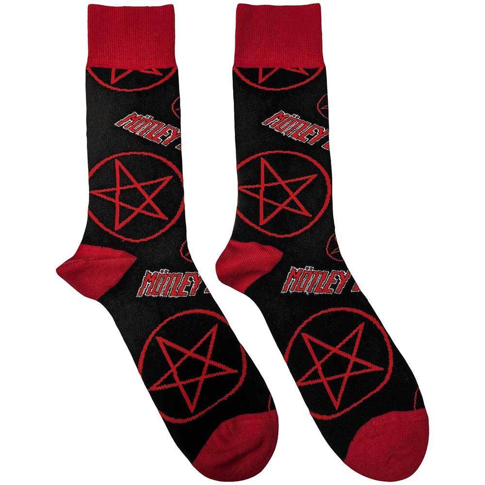 Image of Motley Crue Unisex Ankle Socks: Logos & Pentagrams Rock Off