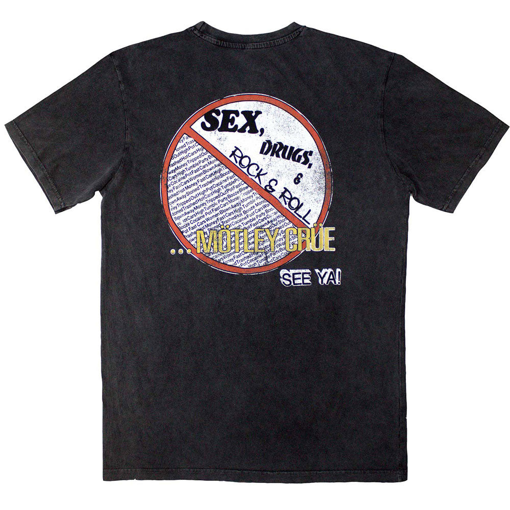 Image of Motley Crue Unisex Stone Wash T-Shirt: No Fun Tour '84