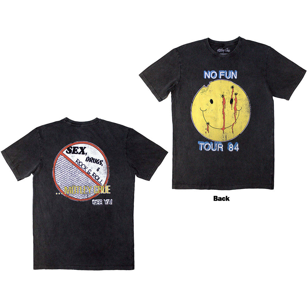 Image of Motley Crue Unisex Stone Wash T-Shirt: No Fun Tour '84