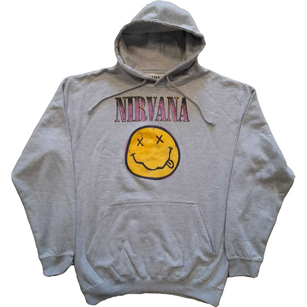 Image of Nirvana Unisex Hoodie - XEROX HAPPY FACE PINK Rock Off