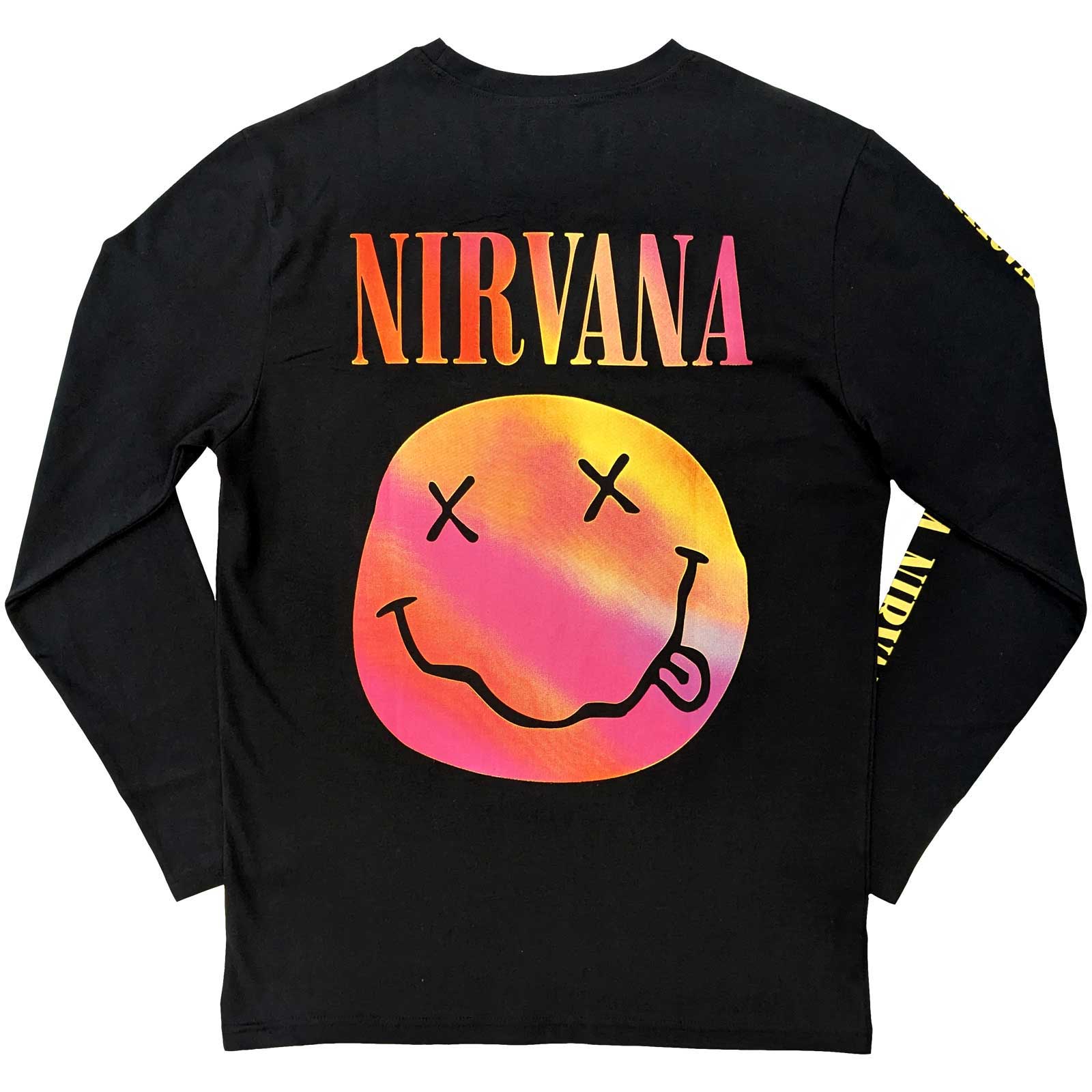 Image of Nirvana Unisex Long Sleeve T-shirt - GRADIENT HAPPY FACE Rock Off