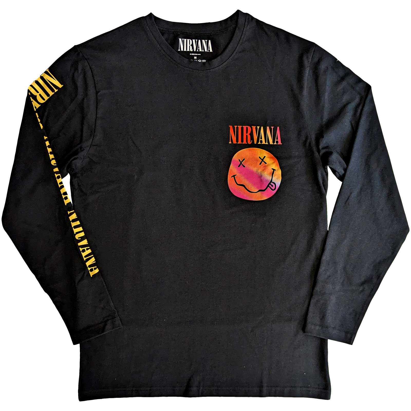 Image of Nirvana Unisex Long Sleeve T-shirt - GRADIENT HAPPY FACE Rock Off