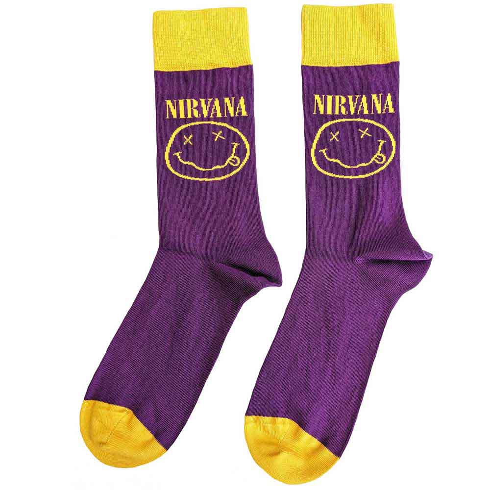 Image of Nirvana Unisex Ankle Socks: Yellow Happy Face Rock Off