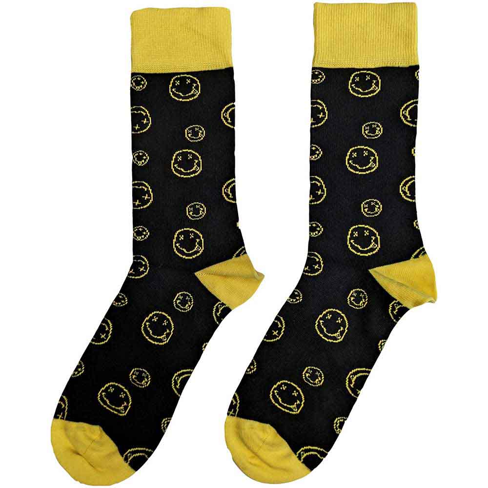 Image of Nirvana Unisex Ankle Socks: Outline Happy Faces Rock Off